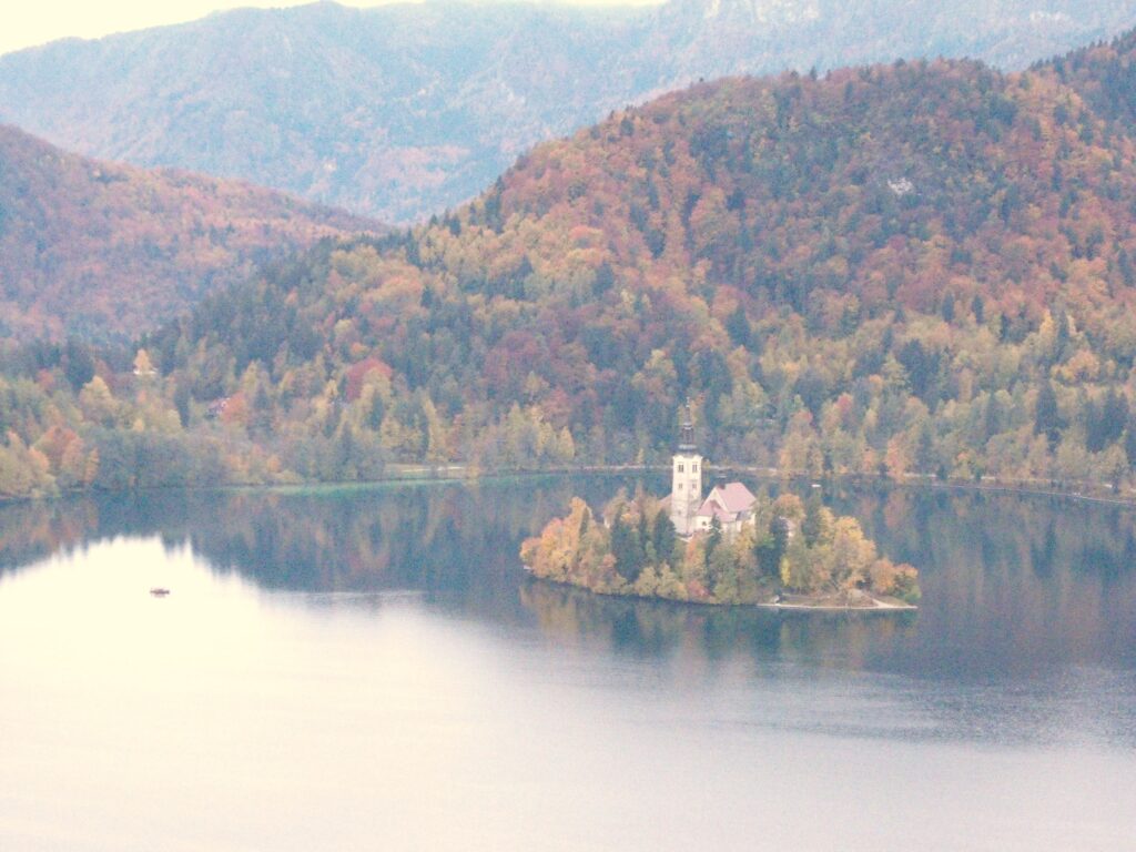 vista dall'alto lago di Bled, Slovenia