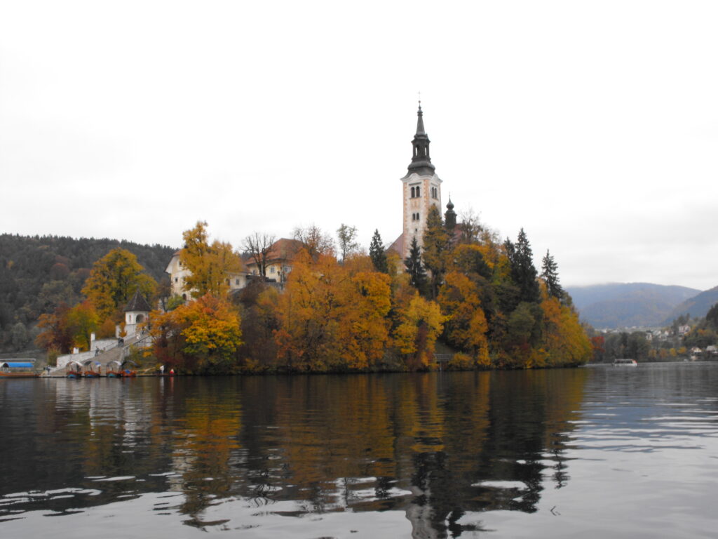 vista isola di Bled, lago di Bled, Slovenia